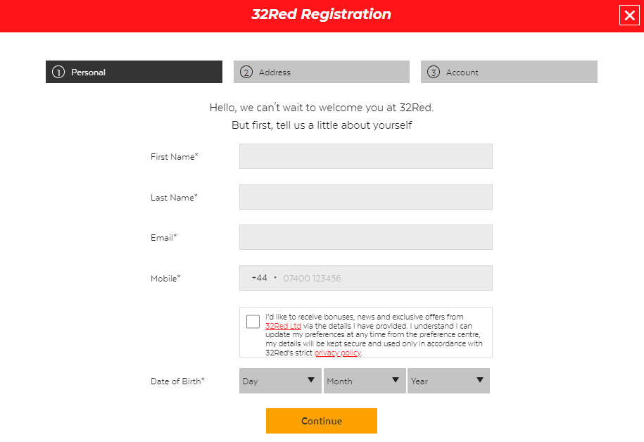 32Red Registration