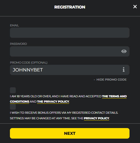 EnergyCasino Registration Steps