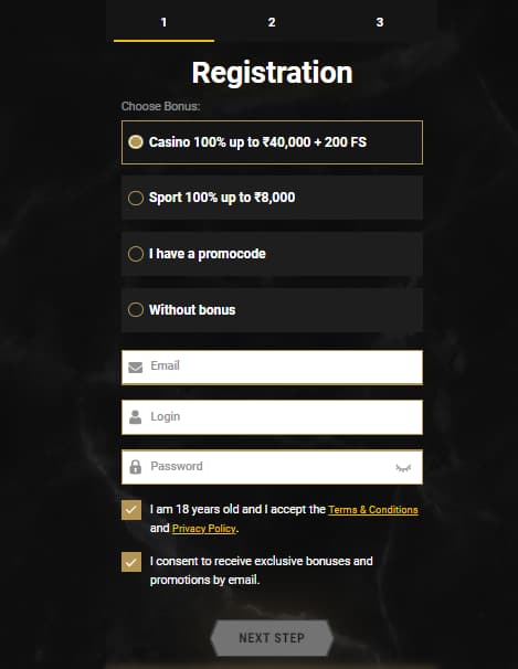 Casinoly Casino Registration