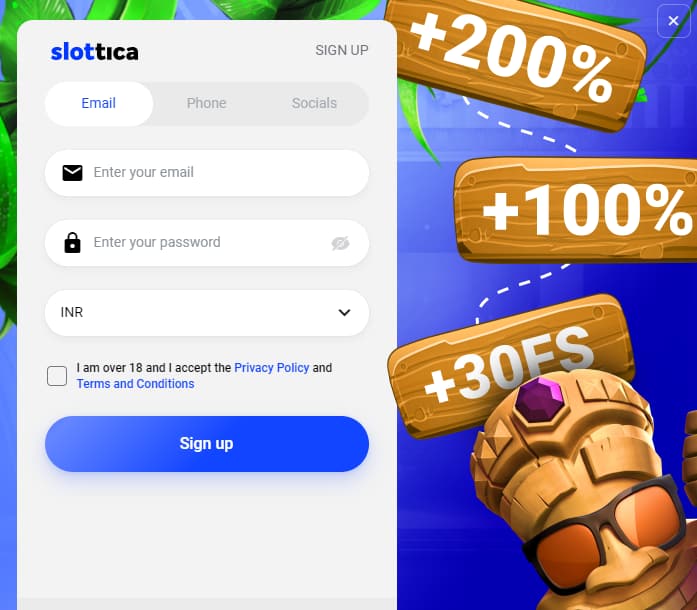 Slottica Registration Steps