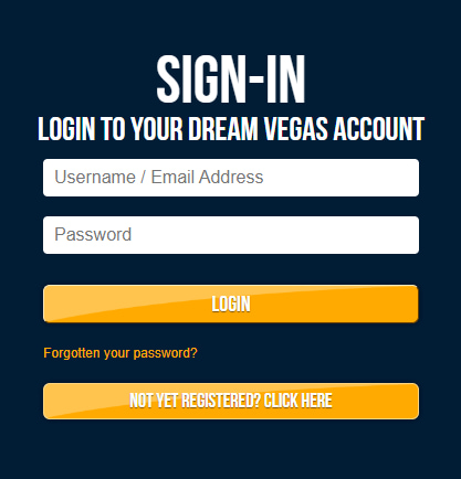 Dream Vegas Login Steps