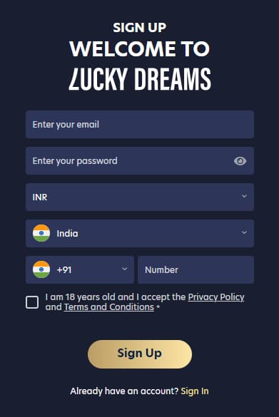 Lucky Dreams Registration Steps