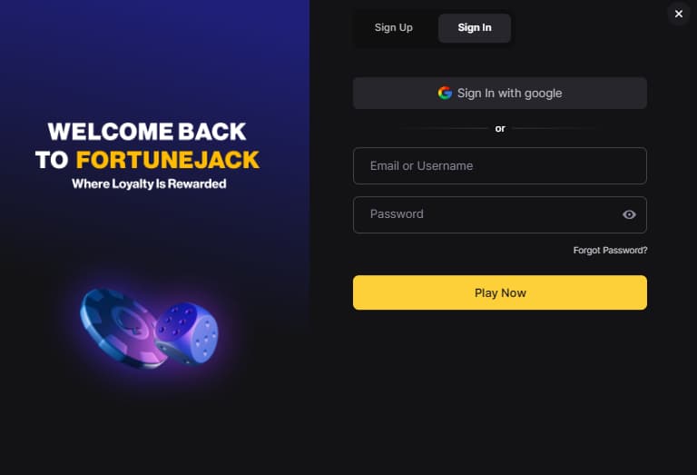 FortuneJack Login Steps