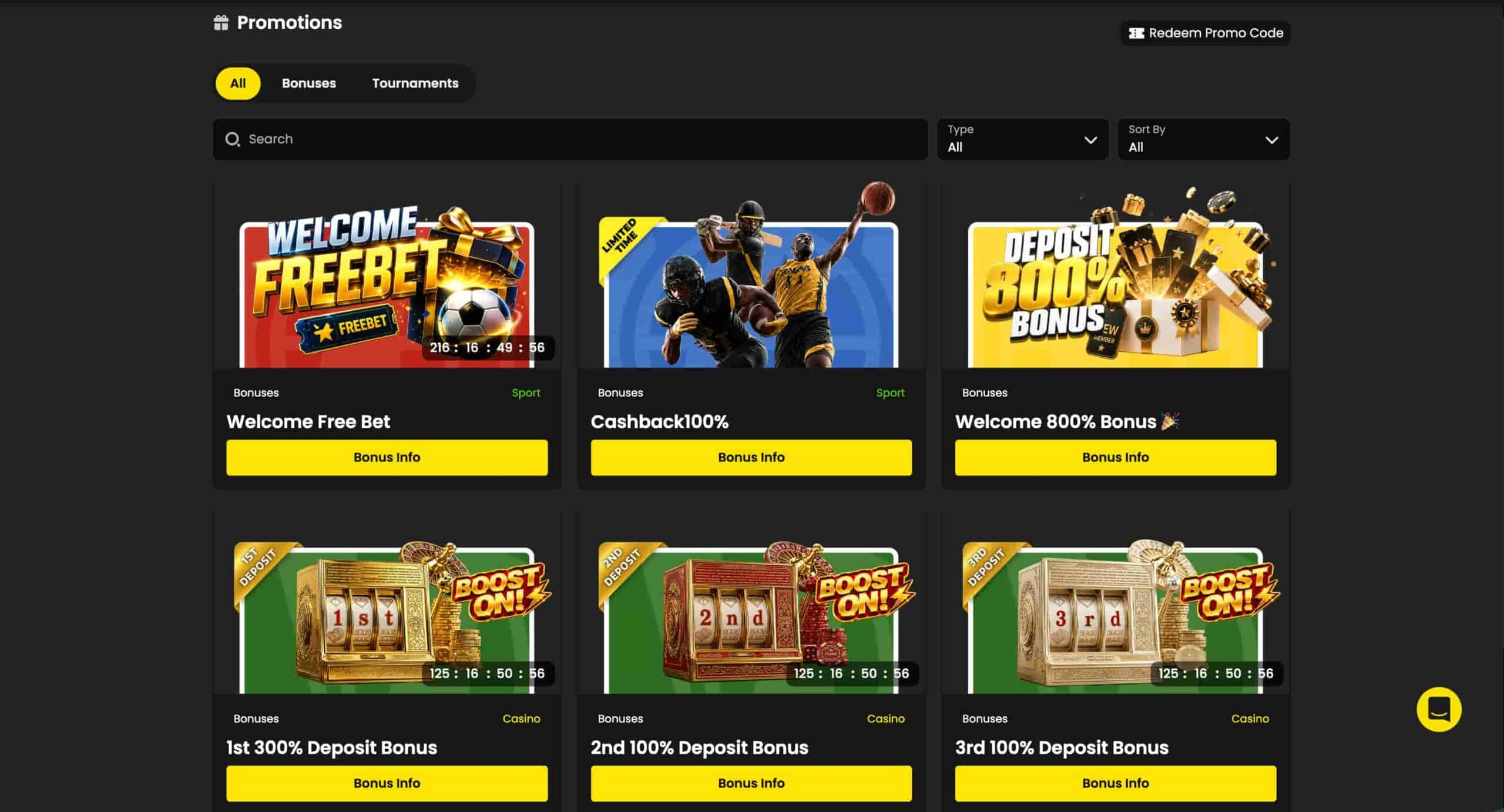 Casino The World promotions page