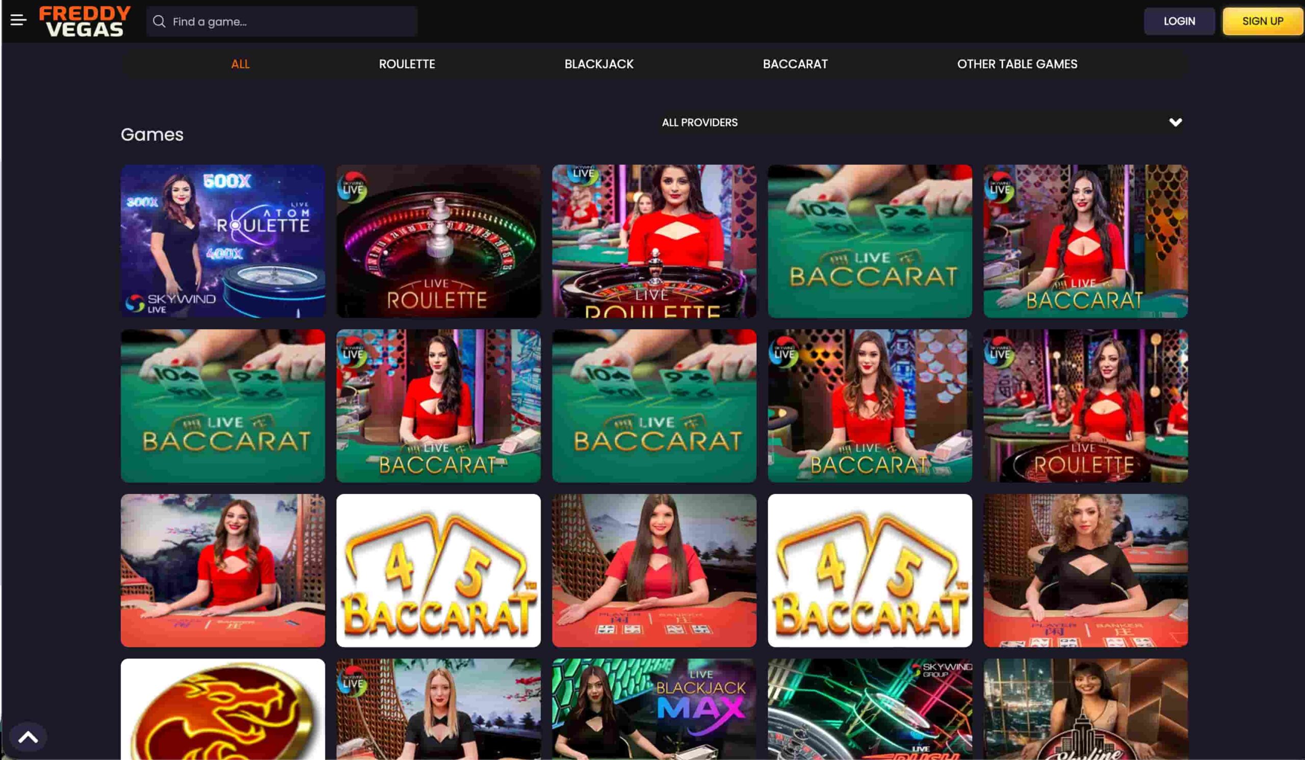 FreddyVegas Casino live casino
