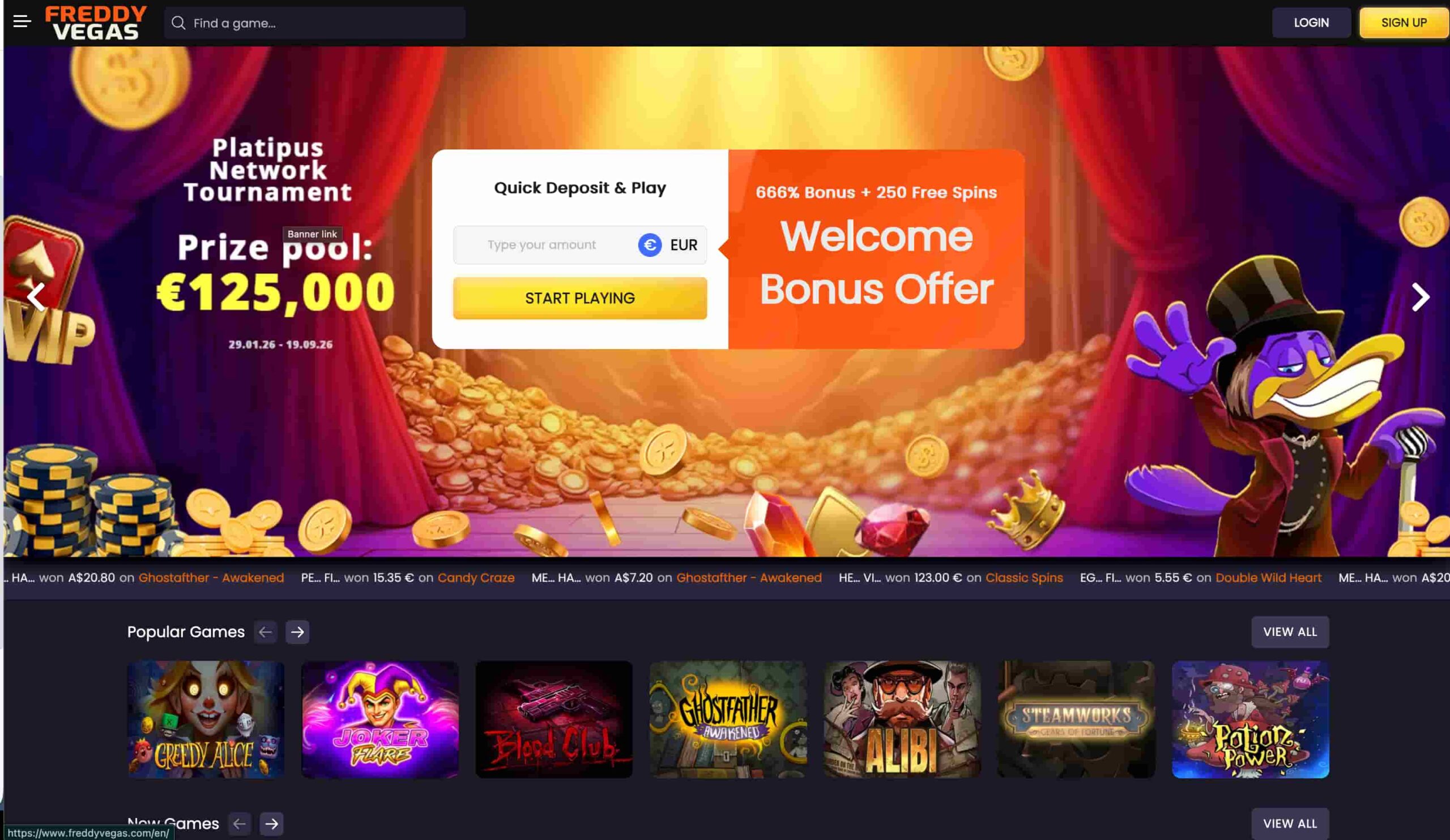 FreddyVegas Casino site overview